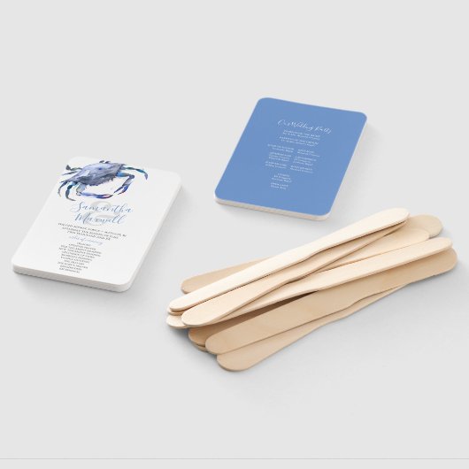 Seaside Blue Crab Wedding Programme Fan Handwaaier (Niet-gemonteerd)