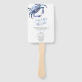 Seaside Blue Crab Wedding Programme Fan Handwaaier (Voorkant)