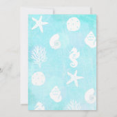 Seaside Blue en Blauwgroen Seashell bruiloft Kaart (Achterkant)