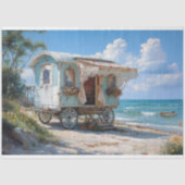 Seaside Blue Gypsy Caravan Decoupage Tissuepapier (Voorkant)