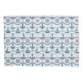 Seaside Blue Sailboats & Anchors Pattern ID1258 Kussensloop (Voorkant)