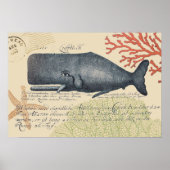 Seaside Blue Whale Collage Poster (Voorkant)