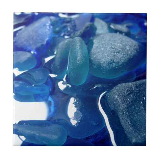 Seaside Blue Zee Glass Tegeltje (Voorkant)