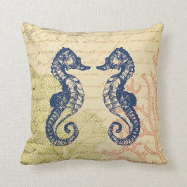 Seaside Blue Zee Horses Collage Kussen