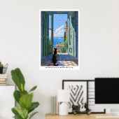 Seaside Cat Art Print French Typography Poster (Thuiskantoor)