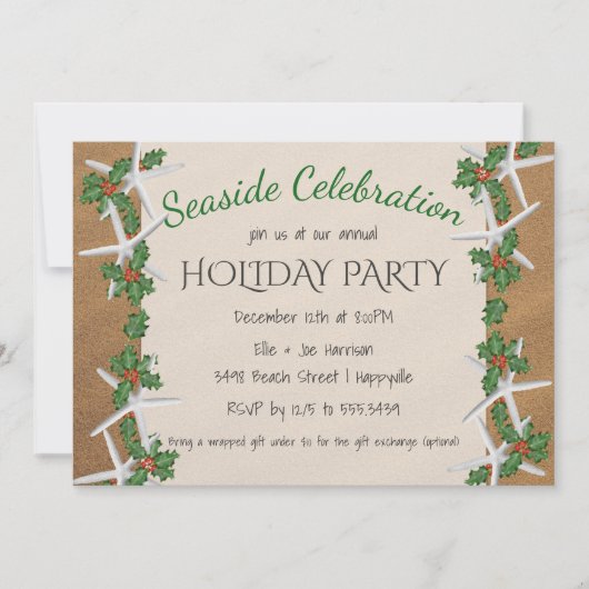 Seaside Celebration Starfish Holiday Party Kaart (Voorkant)