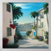 Seaside Cityscape Painting Poster (Voorkant)