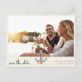 Seaside Coastal Wedding Photo Sla de datum op Aankondigingskaart (Voorkant)