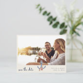 Seaside Coastal Wedding Photo Sla de datum op Aankondigingskaart (Staand voorkant)