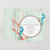 Seaside Cottage Chic Wedding Invitation Kaart (Voorkant / Achterkant)
