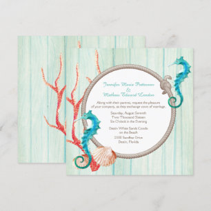 Seaside Cottage Chic Wedding Invitation Kaart