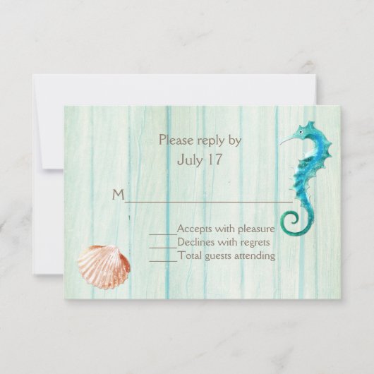 Seaside Cottage Chic Wedding RSVP Kaart (Voorkant)