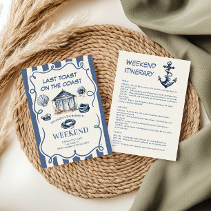 Seaside Cottage Rope Nautisch Blauw Bachelorette Kaart