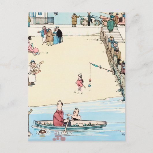 "Seaside Crime" van W Heath Robinson Briefkaart (Voorkant)