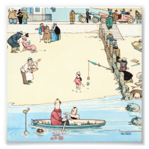 "Seaside Crime" van W Heath Robinson Foto Afdruk