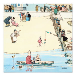 "Seaside Crime" van W Heath Robinson Foto Afdruk