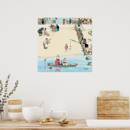 "Seaside Crime" van W Heath Robinson Poster (Keuken)