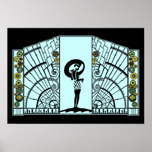 Seaside Deco - Aqua & Geel - Afdrukken/Poster Poster