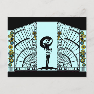 Seaside Deco in Aqua en Geel Briefkaart