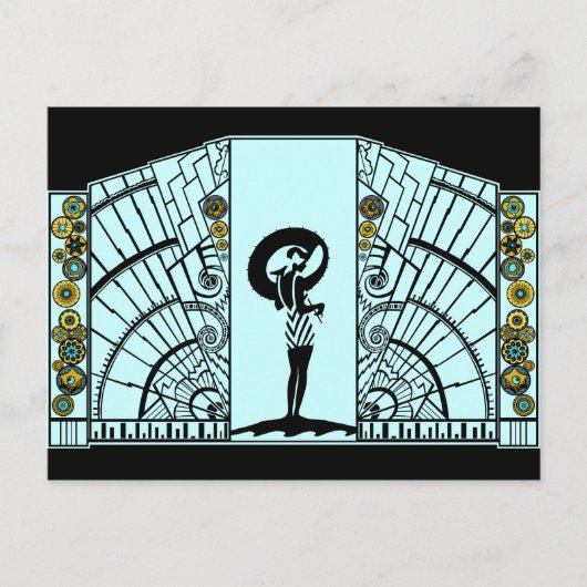 Seaside Deco in Aqua en Geel Briefkaart (Voorkant)