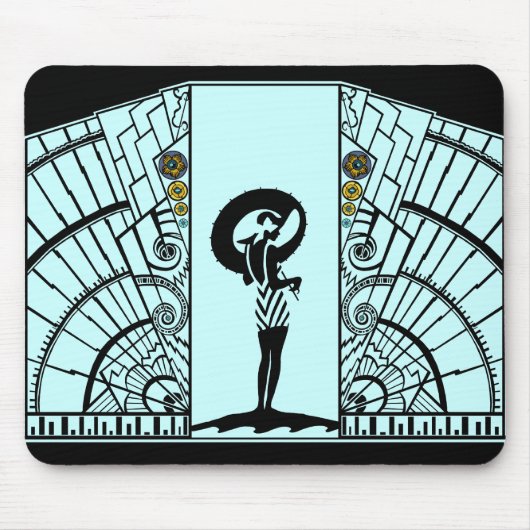 Seaside Deco in Aqua en Geel Muismat (Voorkant)