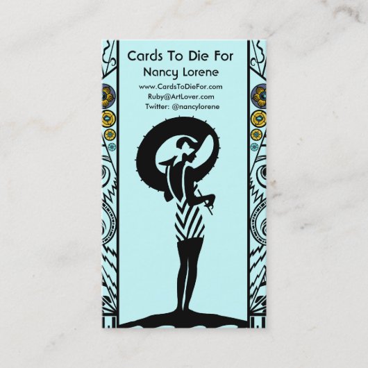 Seaside Deco in Aqua en Geel Visitekaartje (Voorkant)