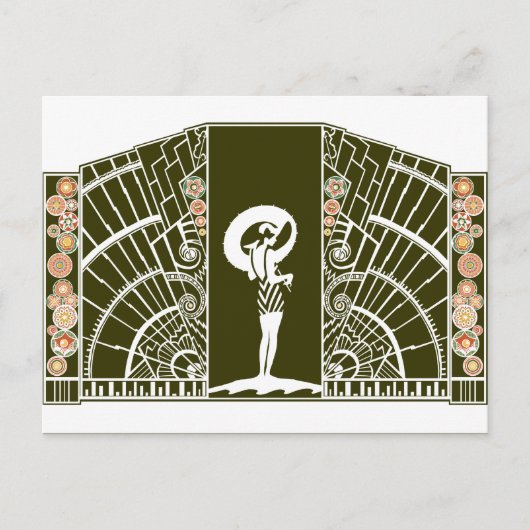 Seaside Deco in Olijf en Sinaasappel Briefkaart (Voorkant)