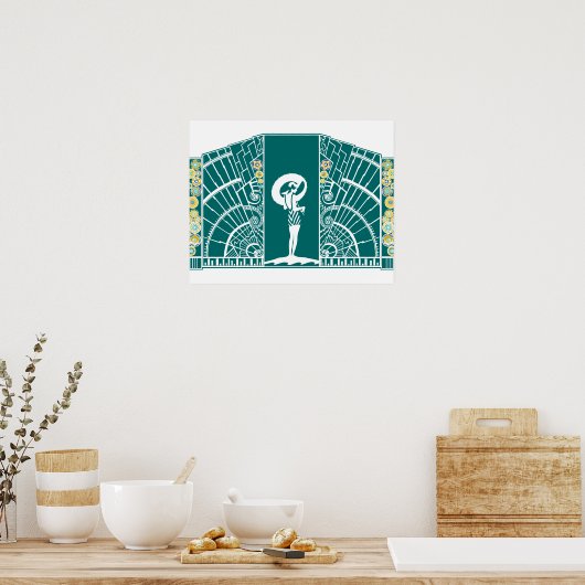 SEASIDE DECO in Turquoise en Yellow Poster (Keuken)