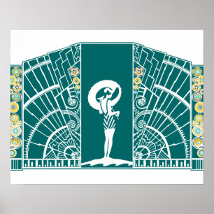 SEASIDE DECO in Turquoise en Yellow Poster