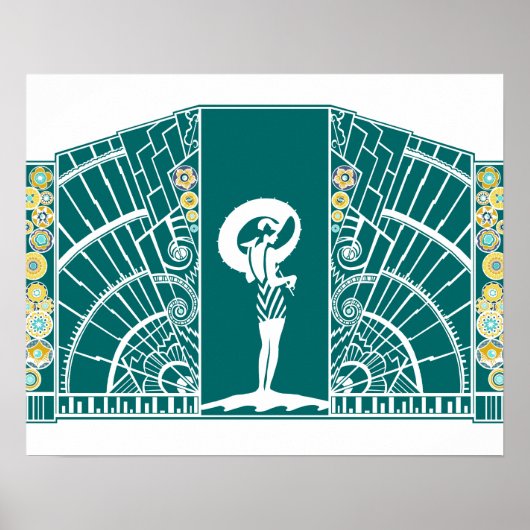 SEASIDE DECO in Turquoise en Yellow Poster (Voorkant)