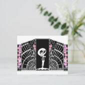 Seaside Deco in zwart en roze Briefkaart (Staand voorkant)