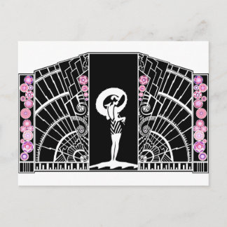 Seaside Deco in zwart en roze Briefkaart