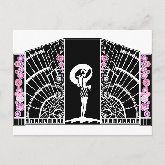 Seaside Deco in zwart en roze Briefkaart (Voorkant)