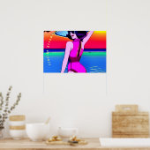 Seaside Dreams. Meisje met Chinees pet. bewerkbaar Poster (Keuken)