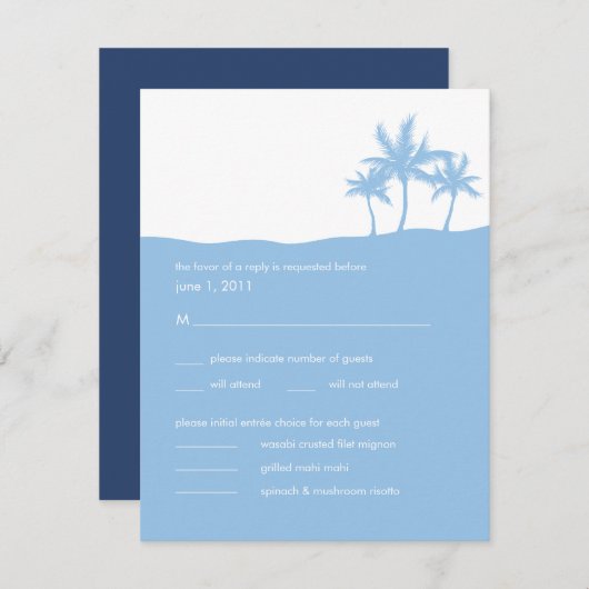 Seaside Dreams Wedding RSVP Card (Voorkant / Achterkant)
