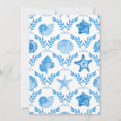Seaside Elegance Blue Coastal Watercolor Wedding Kaart (Achterkant)