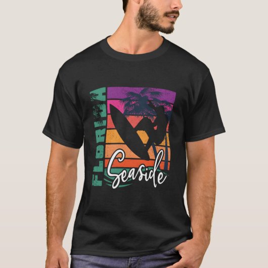 Seaside Florida Beach Surfing Vacation T-shirt (Voorkant)