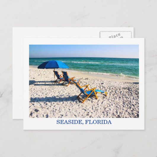 Seaside Florida Blue Beach Chairs Briefkaart (Voorkant / Achterkant)