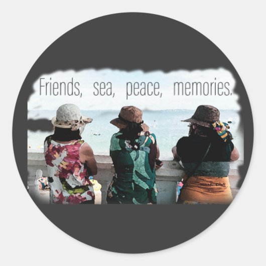 Seaside Friendship Memories Ronde Sticker (Voorkant)