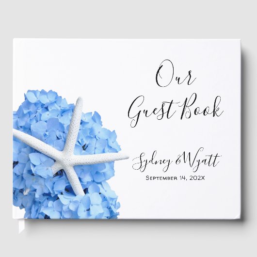 Seaside Garden Blue Guest Book Starfish Gastenboek (Voorkant)