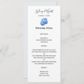 Seaside Garden Blue Tall Wedding Menu Sjabloon Kaart (Voorkant / Achterkant)