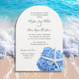 Seaside Garden Blue Wedding Arch Uitnodigingen