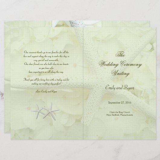 Seaside Garden Folded Starfish Programme Sjabloon (Voorkant / Achterkant)