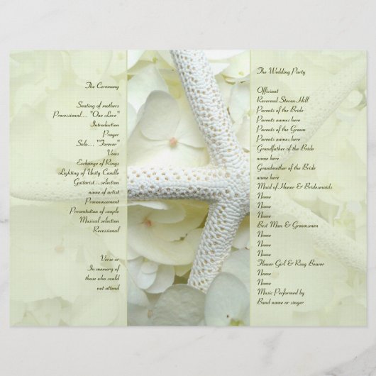 Seaside Garden Folded Starfish Programme Sjabloon (Achterkant)
