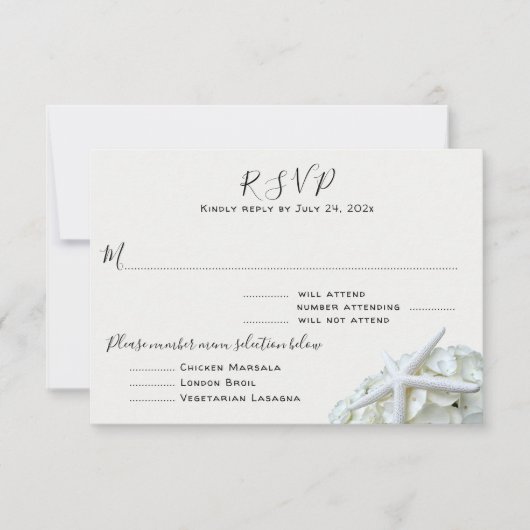 Seaside Garden Guest Count Menu Entrées RSVP-kaart (Voorkant)