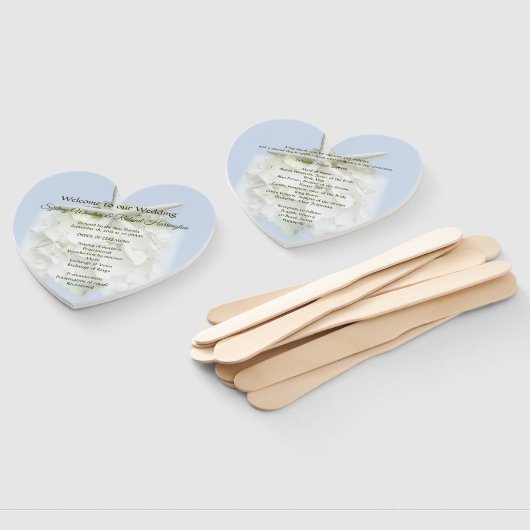 Seaside Garden Heart-Shaped Wedding Fan Programme Handwaaier (Niet-gemonteerd)