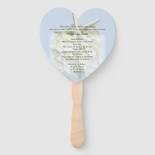 Seaside Garden Heart-Shaped Wedding Fan Programme Handwaaier (Achterkant)