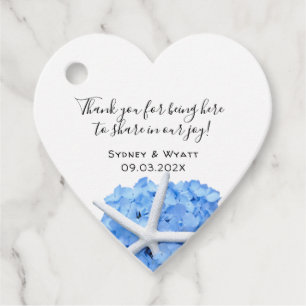 Seaside Garden Hydrangea Starfish Heart Favor Tags Bedankjes Labels