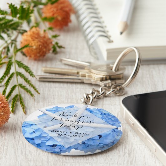 Seaside Garden Hydrangea Starfish Wedding Favor Sleutelhanger (Zijkant)