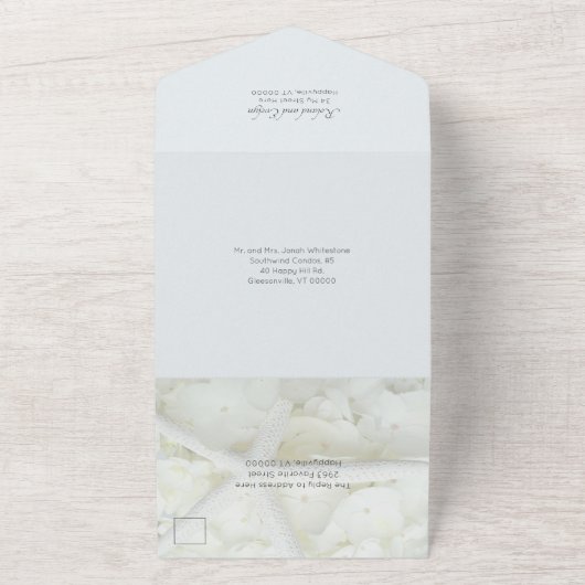 Seaside Garden Monogram Weddenschap Traditioneel All In One Uitnodiging (Buitenkant)